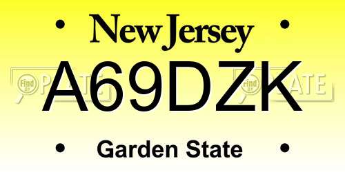 A69DZK New Jersey License Plate