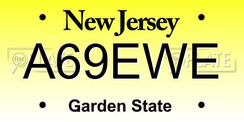 A69EWE New Jersey License Plate