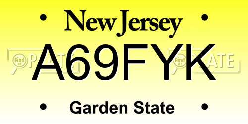 A69FYK New Jersey License Plate