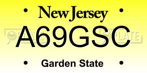 A69GSC New Jersey License Plate