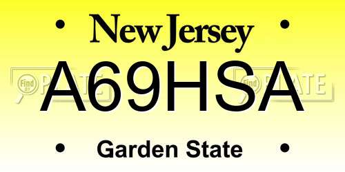 A69HSA New Jersey License Plate
