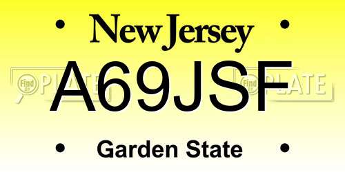 A69JSF New Jersey License Plate