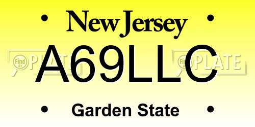 A69LLC New Jersey License Plate
