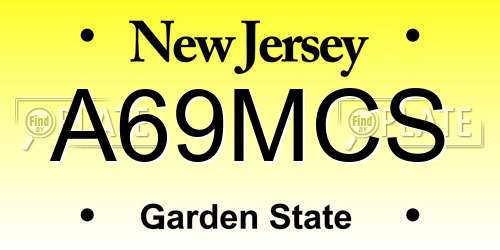 A69MCS New Jersey License Plate