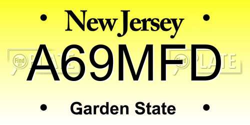 A69MFD New Jersey License Plate