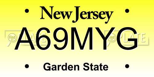 A69MYG New Jersey License Plate