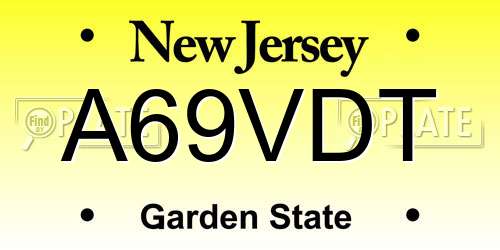 A69VDT New Jersey License Plate