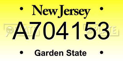 A704153 New Jersey License Plate