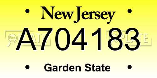 A704183 New Jersey License Plate