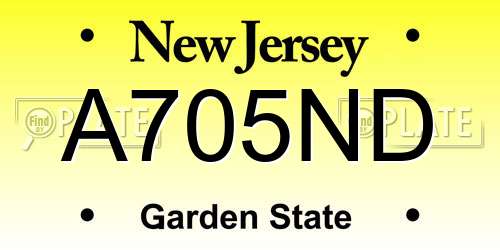 A705ND New Jersey License Plate