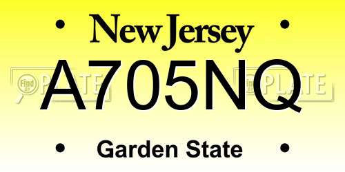A705NQ New Jersey License Plate