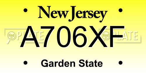 A706XF New Jersey License Plate