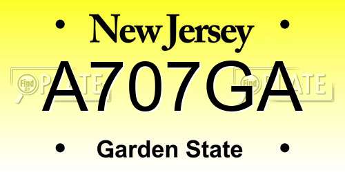 A707GA New Jersey License Plate