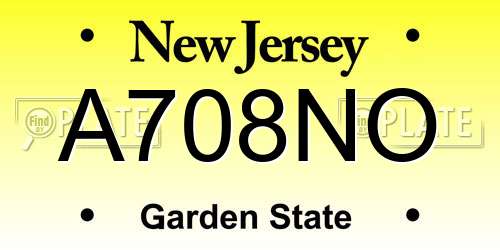 A708NO New Jersey License Plate