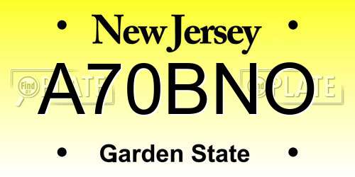 A70BNO New Jersey License Plate