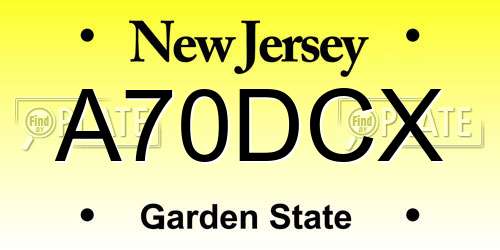 A70DCX New Jersey License Plate