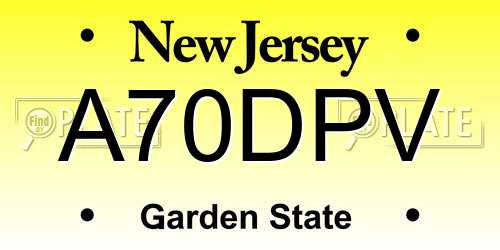 A70DPV New Jersey License Plate