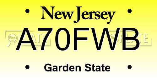A70FWB New Jersey License Plate