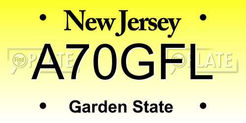 A70GFL New Jersey License Plate