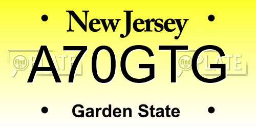 A70GTG New Jersey License Plate
