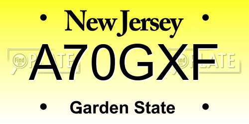 A70GXF New Jersey License Plate