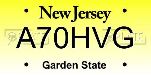 A70HVG New Jersey License Plate