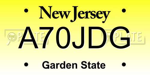 A70JDG New Jersey License Plate