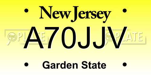 A70JJV New Jersey License Plate