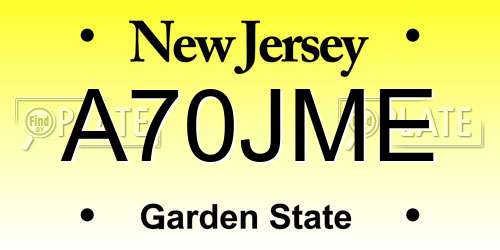 A70JME New Jersey License Plate