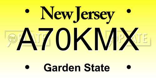 A70KMX New Jersey License Plate