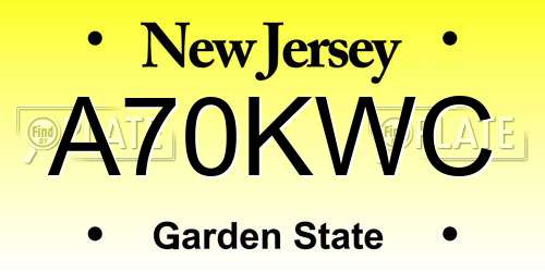 A70KWC New Jersey License Plate