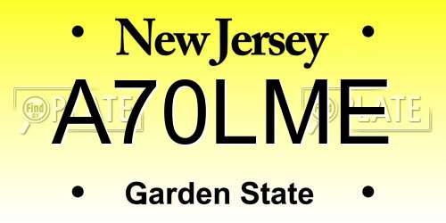 A70LME New Jersey License Plate