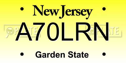 A70LRN New Jersey License Plate