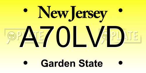 A70LVD New Jersey License Plate