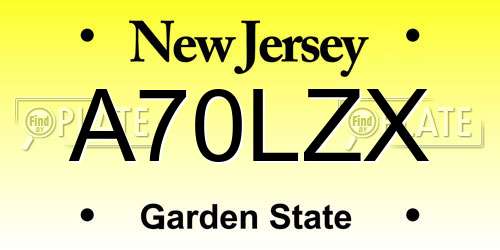 A70LZX New Jersey License Plate