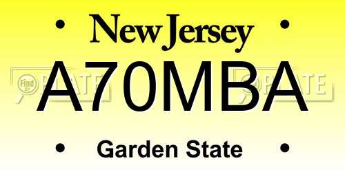 A70MBA New Jersey License Plate