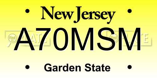 A70MSM New Jersey License Plate