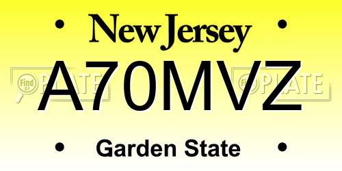 A70MVZ New Jersey License Plate