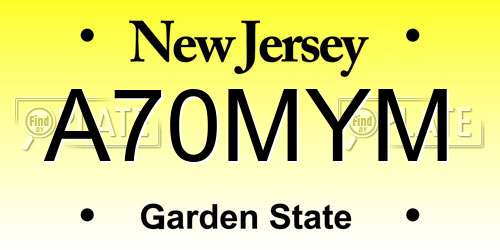 A70MYM New Jersey License Plate