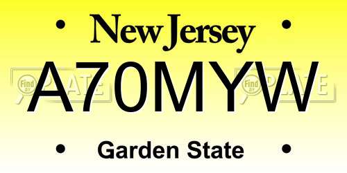 A70MYW New Jersey License Plate