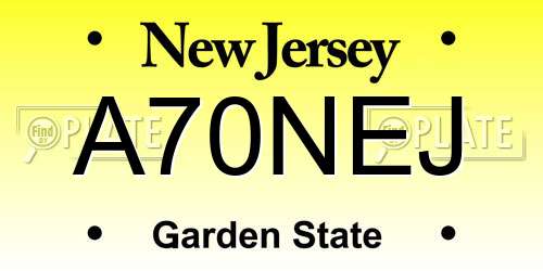 A70NEJ New Jersey License Plate
