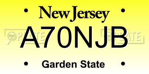 A70NJB New Jersey License Plate