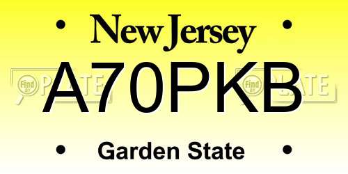 A70PKB New Jersey License Plate
