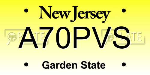 A70PVS New Jersey License Plate