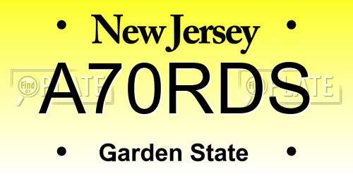 A70RDS New Jersey License Plate