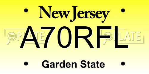 A70RFL New Jersey License Plate