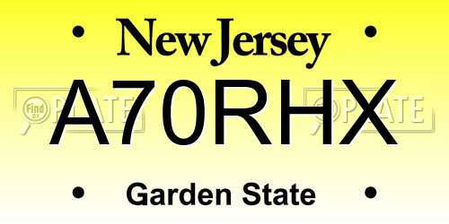 A70RHX New Jersey License Plate