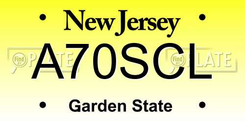 A70SCL New Jersey License Plate