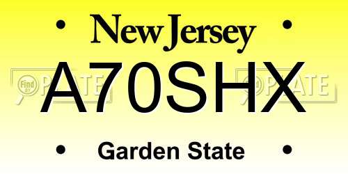 A70SHX New Jersey License Plate