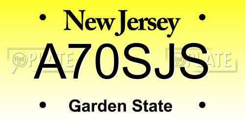 A70SJS New Jersey License Plate